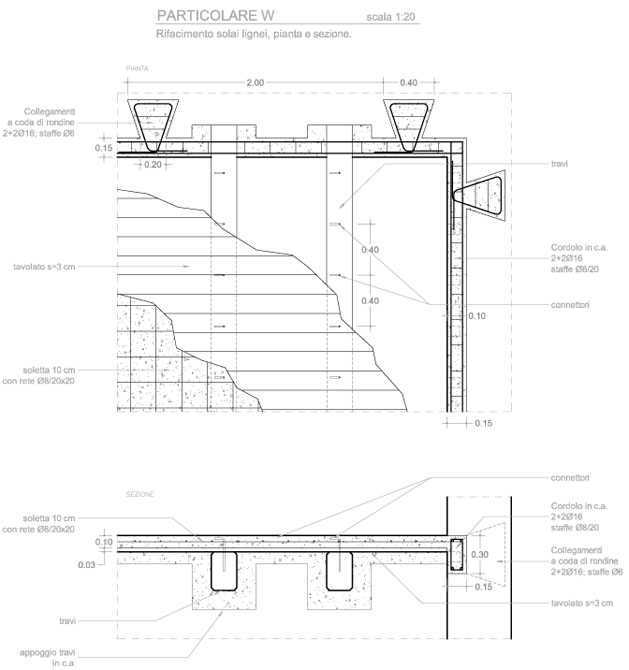 Dettaglio consolidamento solai in legno